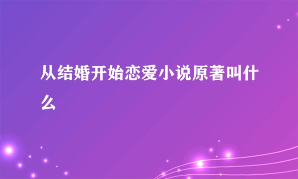 从结婚开始恋爱小说原著叫什么