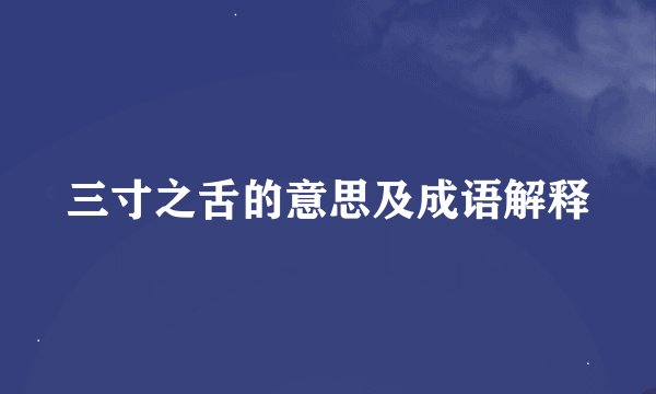 三寸之舌的意思及成语解释