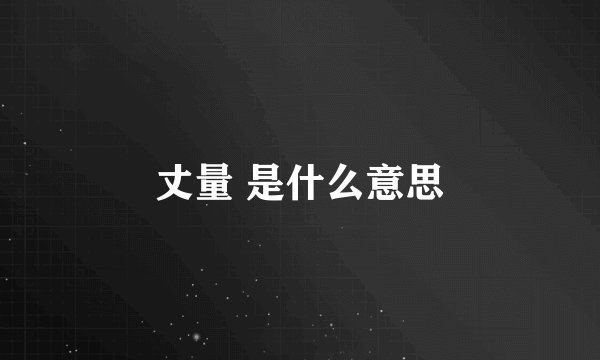 丈量 是什么意思