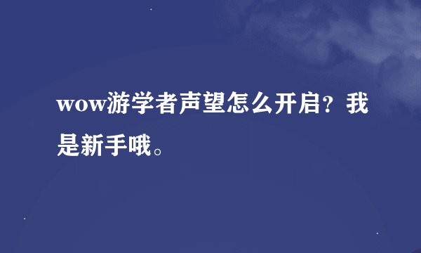 wow游学者声望怎么开启？我是新手哦。