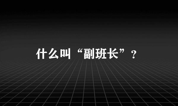 什么叫“副班长”？