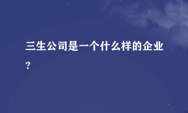 三生公司是一个什么样的企业？