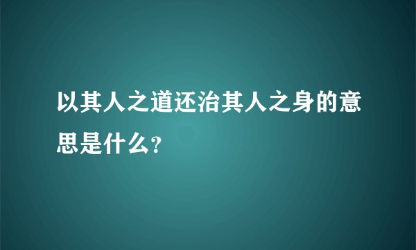 以其人之道还治其人之身的意思是什么？
