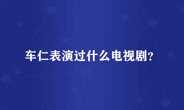 车仁表演过什么电视剧？