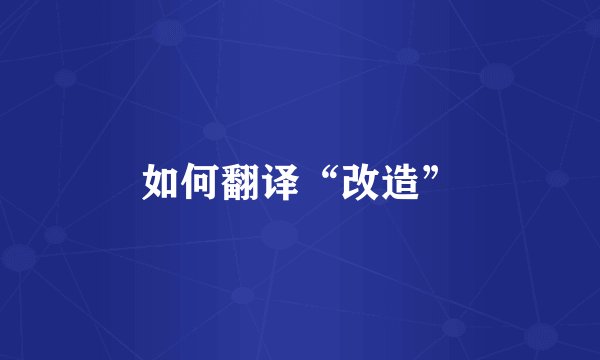 如何翻译“改造”