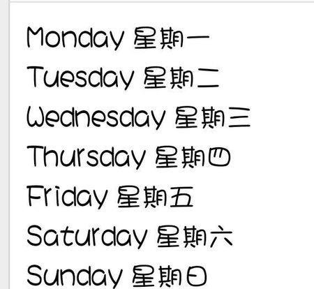 星期一到星期日的英文缩写是什么？