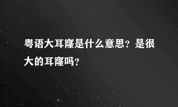 粤语大耳窿是什么意思？是很大的耳窿吗？