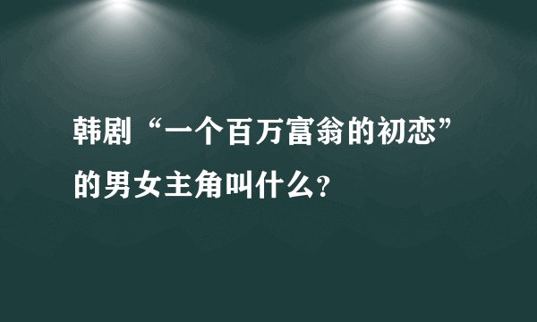 韩剧“一个百万富翁的初恋”的男女主角叫什么？