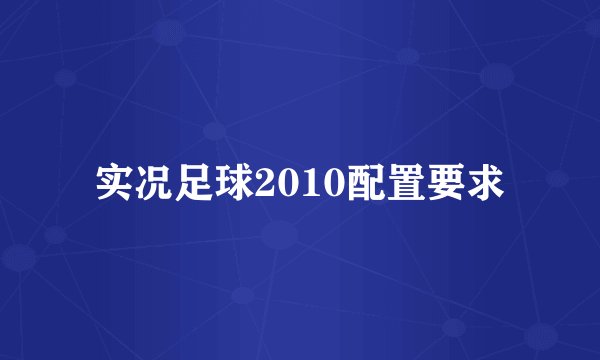 实况足球2010配置要求