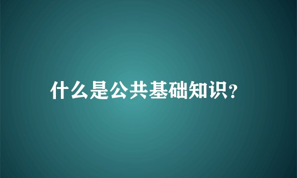 什么是公共基础知识？