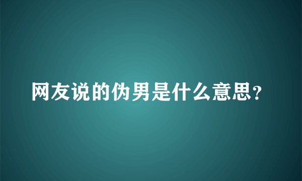 网友说的伪男是什么意思？