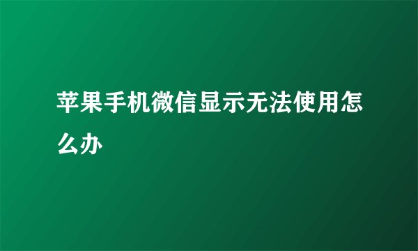 苹果手机微信显示无法使用怎么办