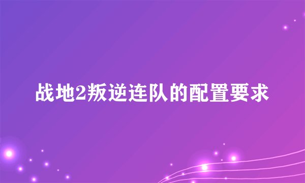 战地2叛逆连队的配置要求