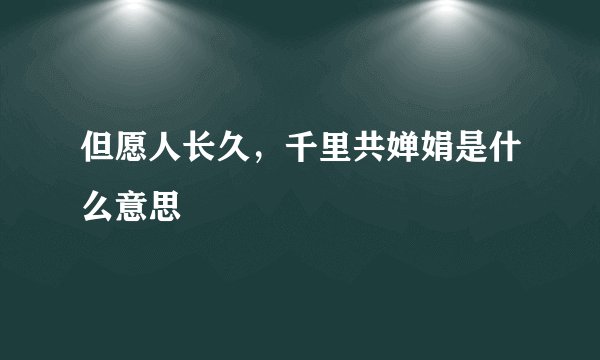 但愿人长久，千里共婵娟是什么意思