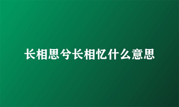 长相思兮长相忆什么意思
