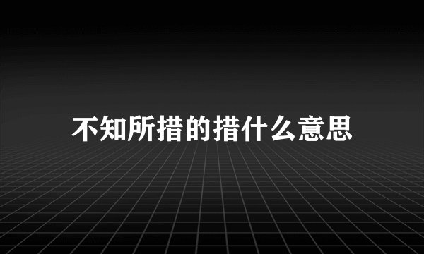 不知所措的措什么意思
