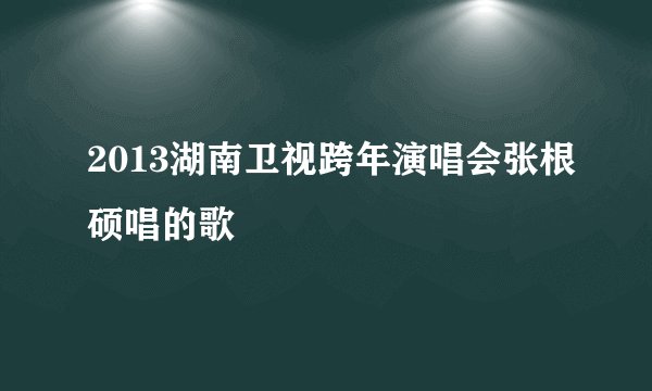 2013湖南卫视跨年演唱会张根硕唱的歌