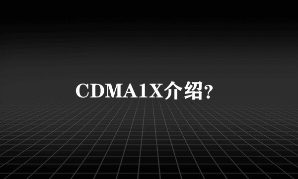 CDMA1X介绍？