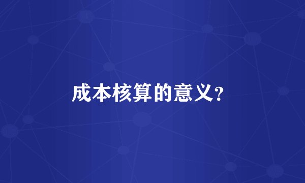 成本核算的意义？