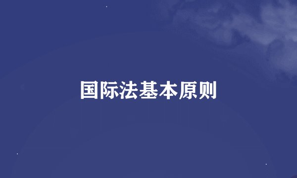 国际法基本原则