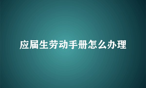 应届生劳动手册怎么办理