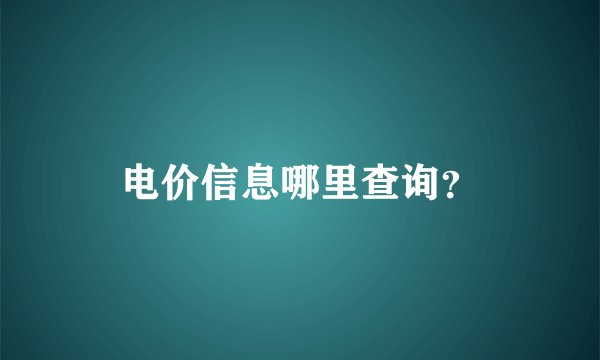 电价信息哪里查询？