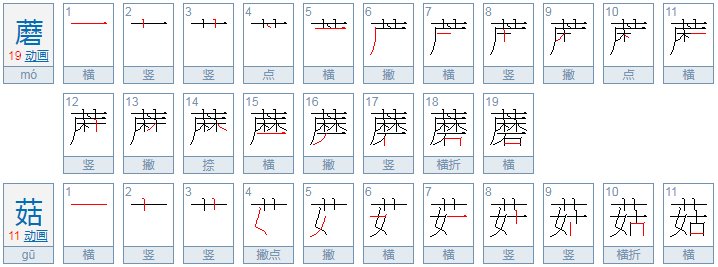 蘑菇两个字的拼音和声调