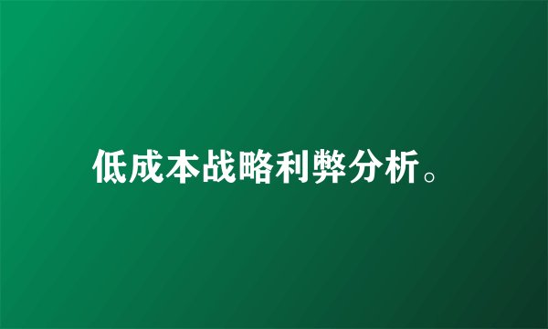 低成本战略利弊分析。