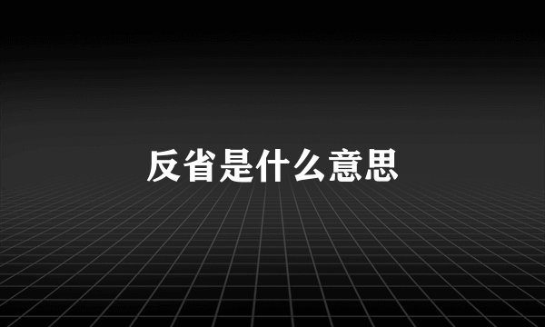 反省是什么意思