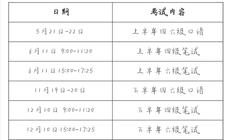 大学四级考试时间