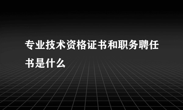 专业技术资格证书和职务聘任书是什么