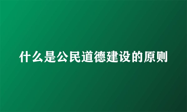 什么是公民道德建设的原则