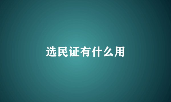 选民证有什么用