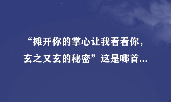 “摊开你的掌心让我看看你，玄之又玄的秘密”这是哪首歌里的歌词