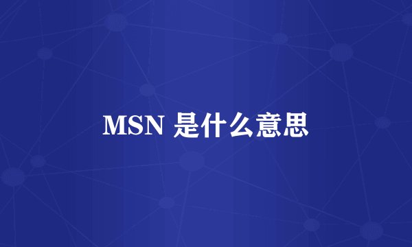 MSN 是什么意思