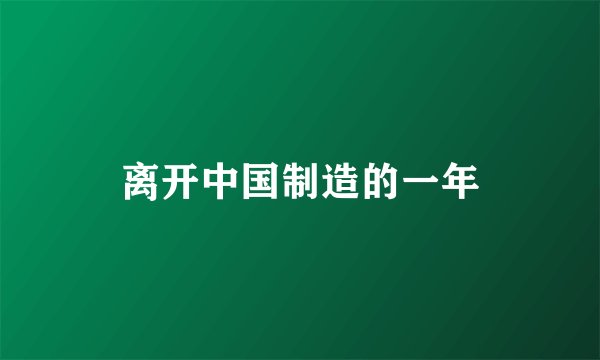 离开中国制造的一年