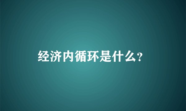 经济内循环是什么？