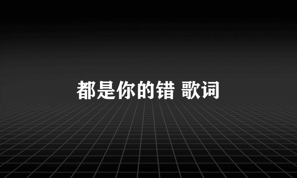 都是你的错 歌词