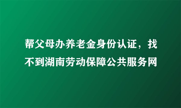 帮父母办养老金身份认证，找不到湖南劳动保障公共服务网