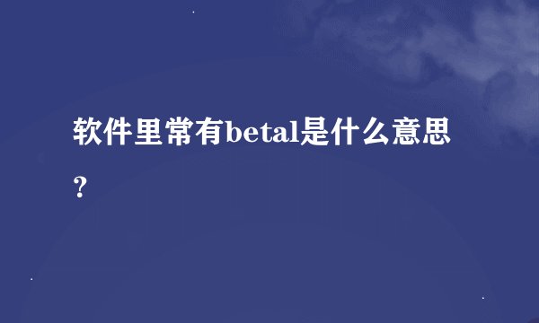 软件里常有betal是什么意思？