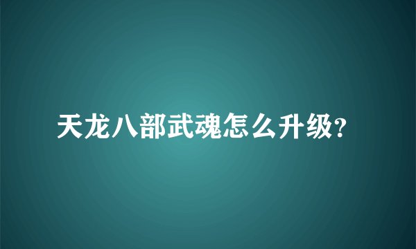 天龙八部武魂怎么升级？