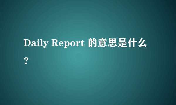 Daily Report 的意思是什么？