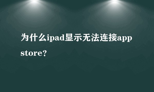 为什么ipad显示无法连接app store？