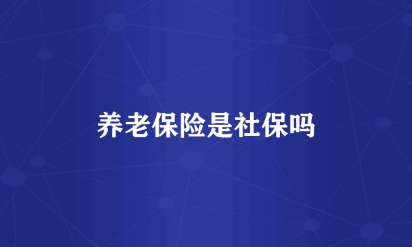 养老保险是社保吗