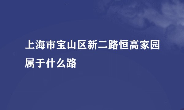 上海市宝山区新二路恒高家园属于什么路