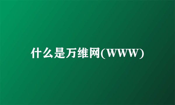 什么是万维网(WWW)