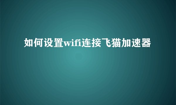 如何设置wifi连接飞猫加速器