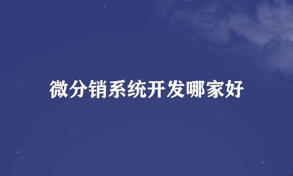 微分销系统开发哪家好