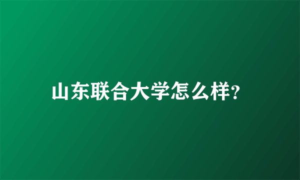山东联合大学怎么样？