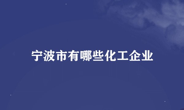 宁波市有哪些化工企业
